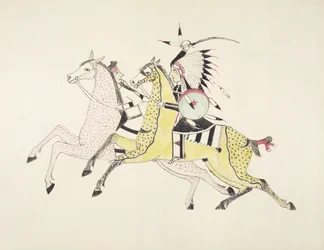 Sioux Warrior Armed with Sabre Attacking a Crow Indian
